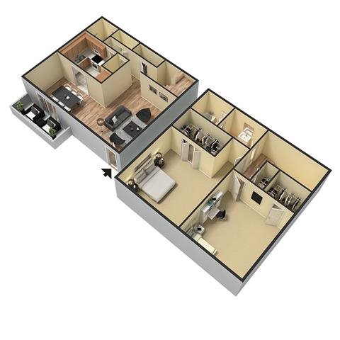 2 bedroom 1.5 bathroom floor plan