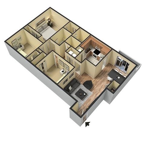 3 bedroom 2 bathroom floor plan