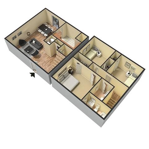 3 bedroom 2.5 bathroom floor plan